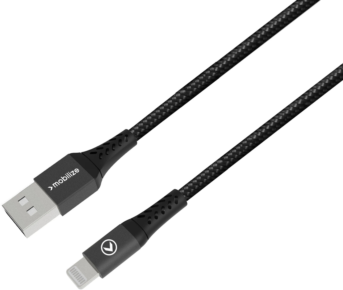 Mobilize Strong Nylon Cable Usb To Apple Mfi Lightning 20Cm. 12W Black - Essentify