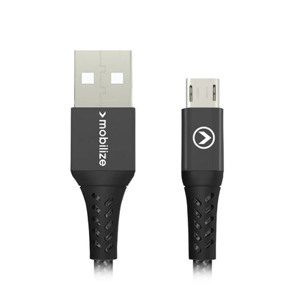 Mobilize Strong Nylon Cable Usb To Micro Usb 20Cm. 12W Black - Essentify