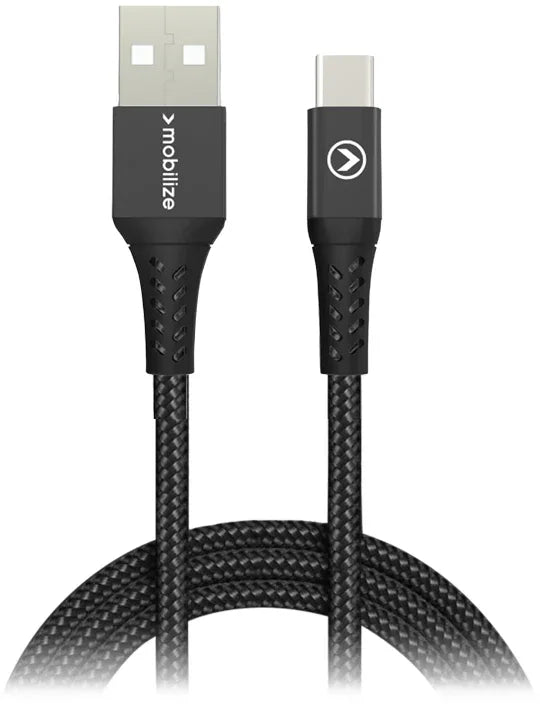 Mobilize Strong Nylon Cable Usb To Usb-C 2M. 15W Black - Essentify