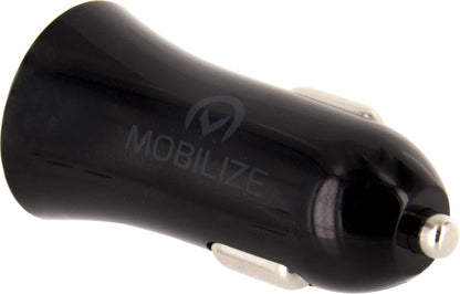 Mobilize Car Charger Dual Usb 2.4A 12W + 1M Usb-C Cable Black