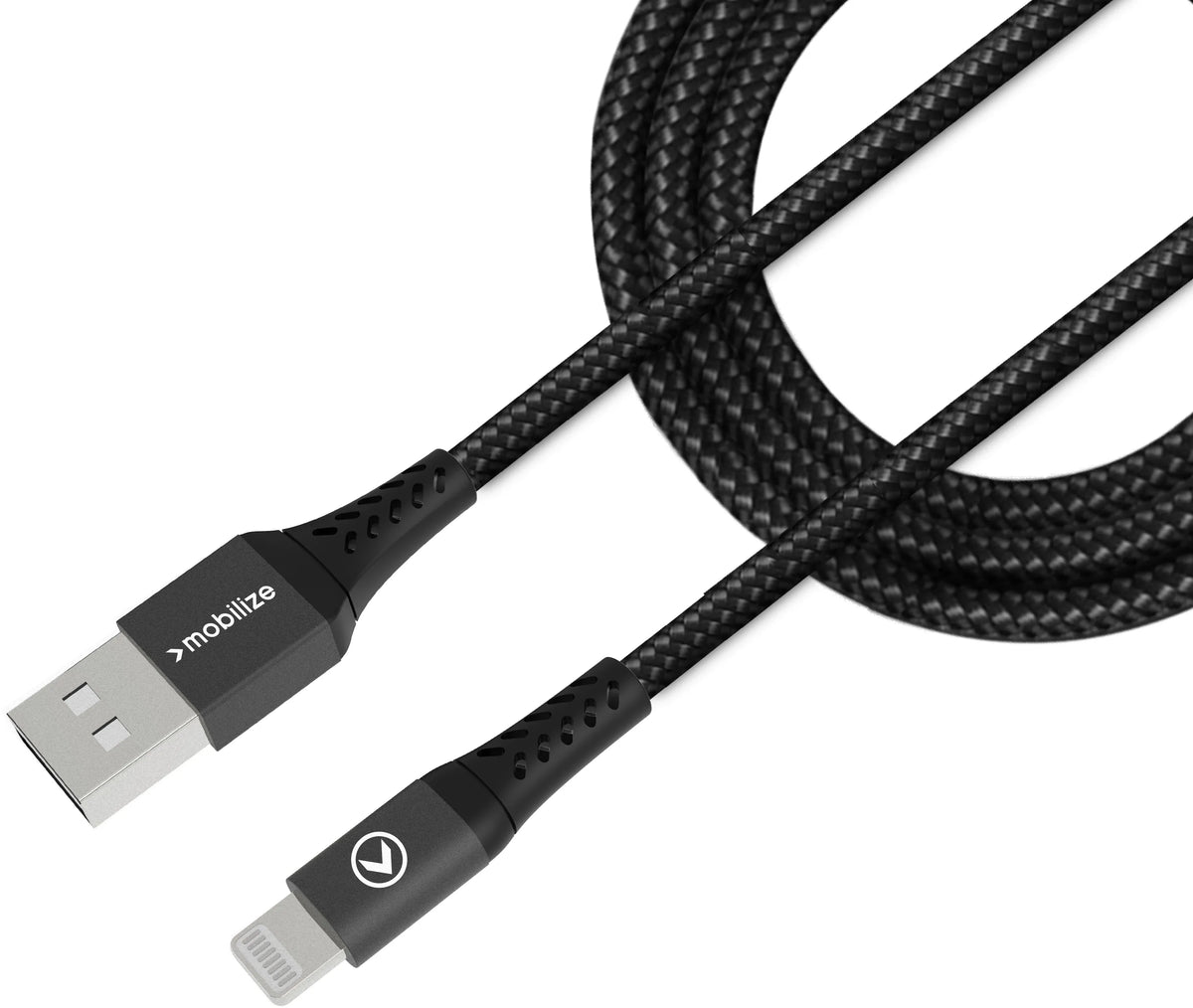 Mobilize Strong Nylon Cable Usb To Apple Mfi Lightning 1M. 12W Black - Essentify