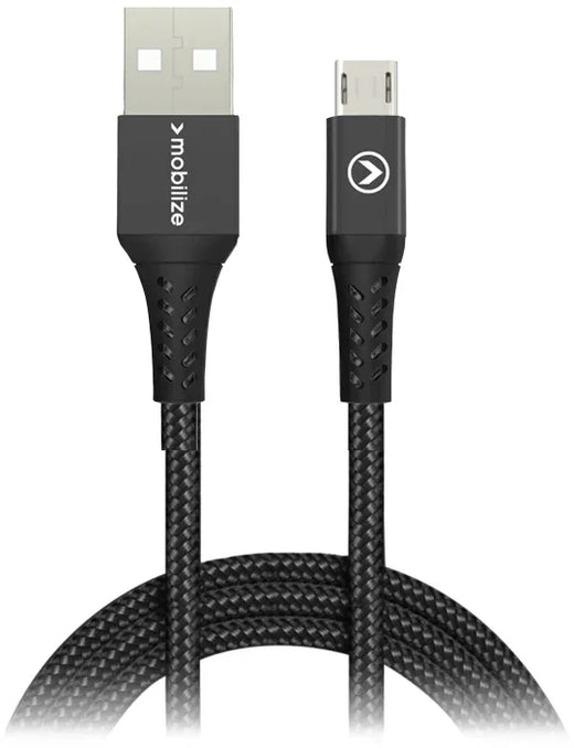 Mobilize Strong Nylon Cable Usb To Micro Usb 1M. 12W Black - Essentify