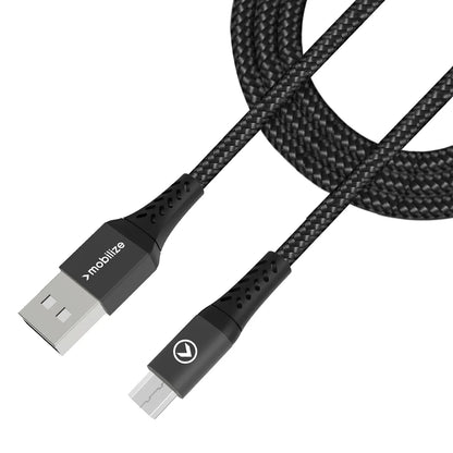 Mobilize Strong Nylon Cable Usb To Micro Usb 1M. 12W Black - Essentify