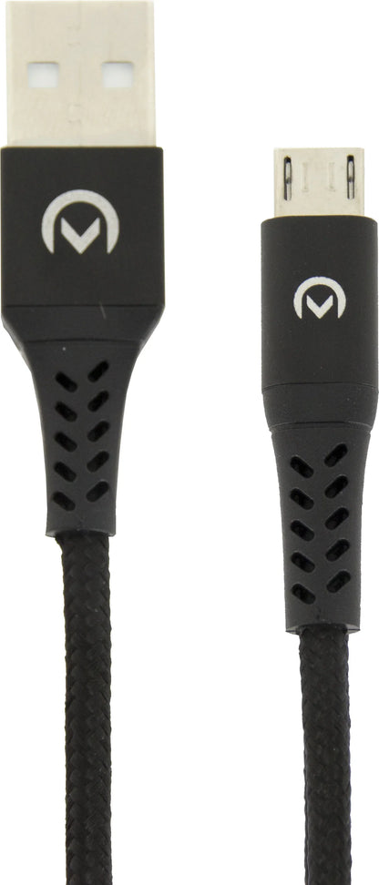 Mobilize Strong Nylon Cable Usb To Micro Usb 1M. 12W Black - Essentify