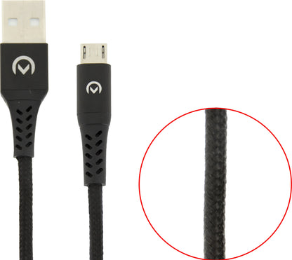 Mobilize Strong Nylon Cable Usb To Micro Usb 1M. 12W Black - Essentify