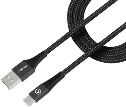 Mobilize Strong Nylon Cable Usb To Usb-C 1M. 15W Black - Essentify