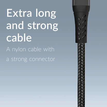 Mobilize Strong Nylon Cable Usb To Usb-C 1M. 15W Black - Essentify