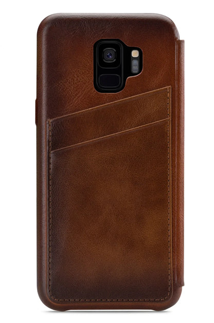 Senza Desire Skinny Leather Wallet Samsung Galaxy S9 Burned Cognac - Essentify