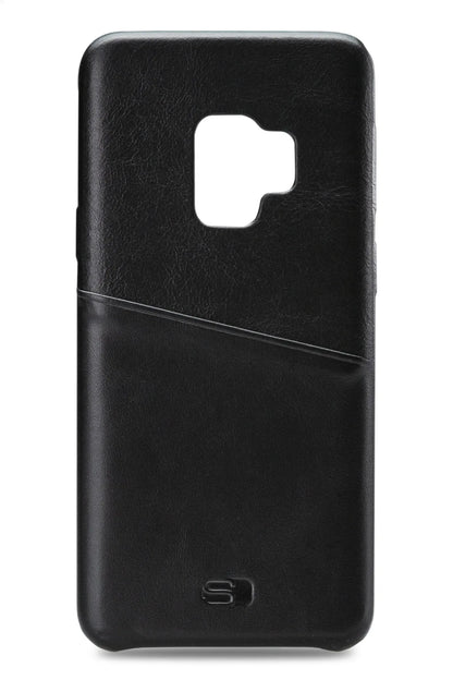 Senza Pure Leather Cover With Card Slot Samsung Galaxy S9 Deep Black - Essentify