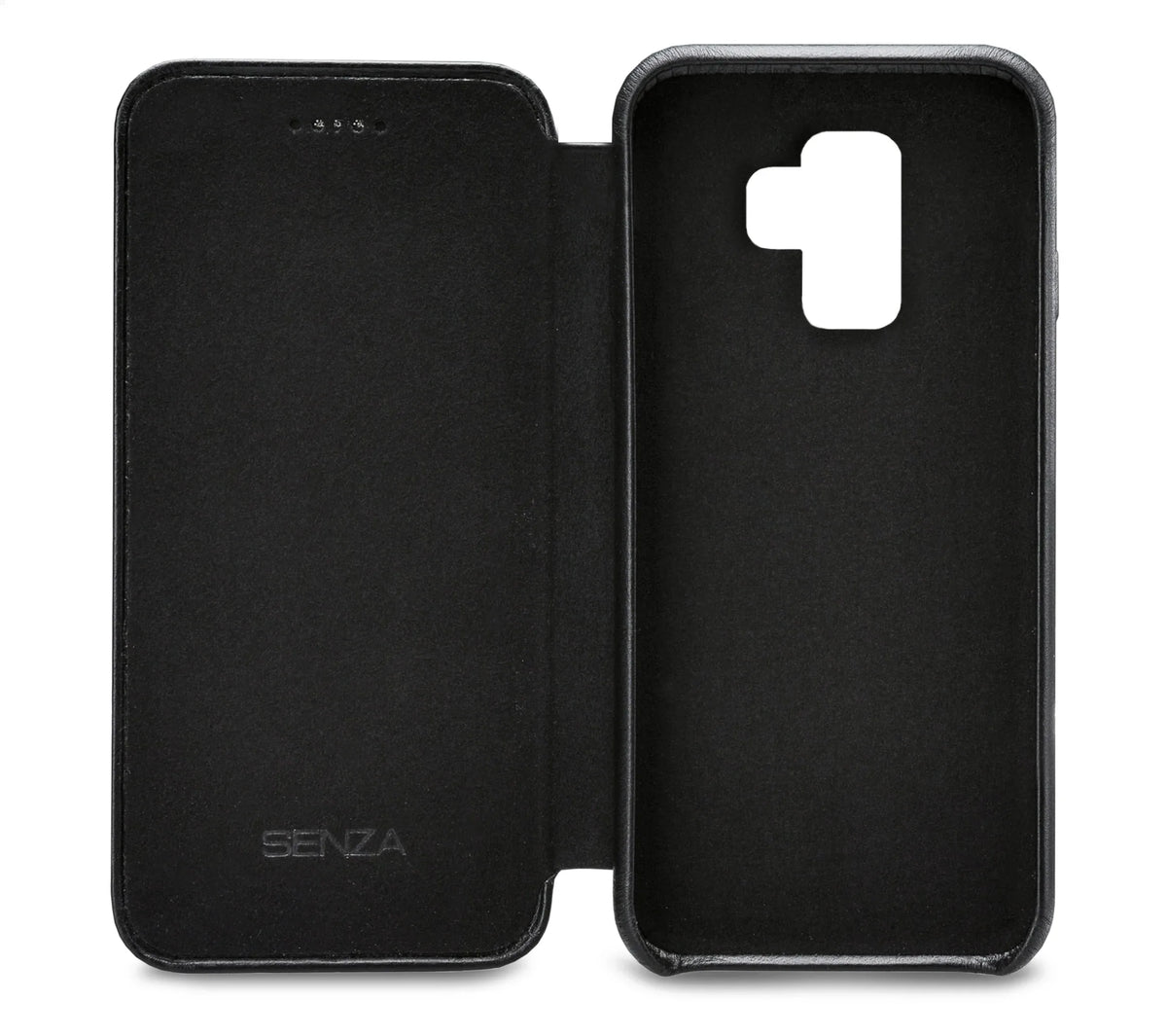 Senza Pure Skinny Leather Wallet Samsung Galaxy S9 Deep Black - Essentify