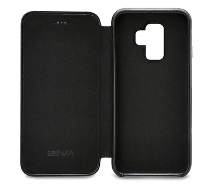 Senza Pure Skinny Leather Wallet Samsung Galaxy S9 Deep Black - Essentify