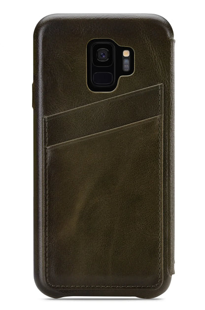 Senza Desire Skinny Leather Wallet Samsung Galaxy S9 Burned Olive - Essentify
