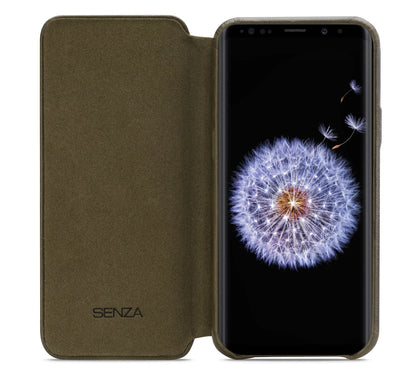 Senza Desire Skinny Leather Wallet Samsung Galaxy S9 Burned Olive - Essentify