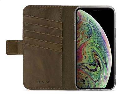 Senza Desire Leather Wallet Apple Iphone Xs Max Burned Olive - Essentify