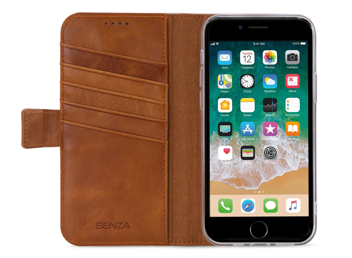 Senza Desire Leather Wallet Apple Iphone 7/8/Se (2020/2022) Burned Cognac - Essentify