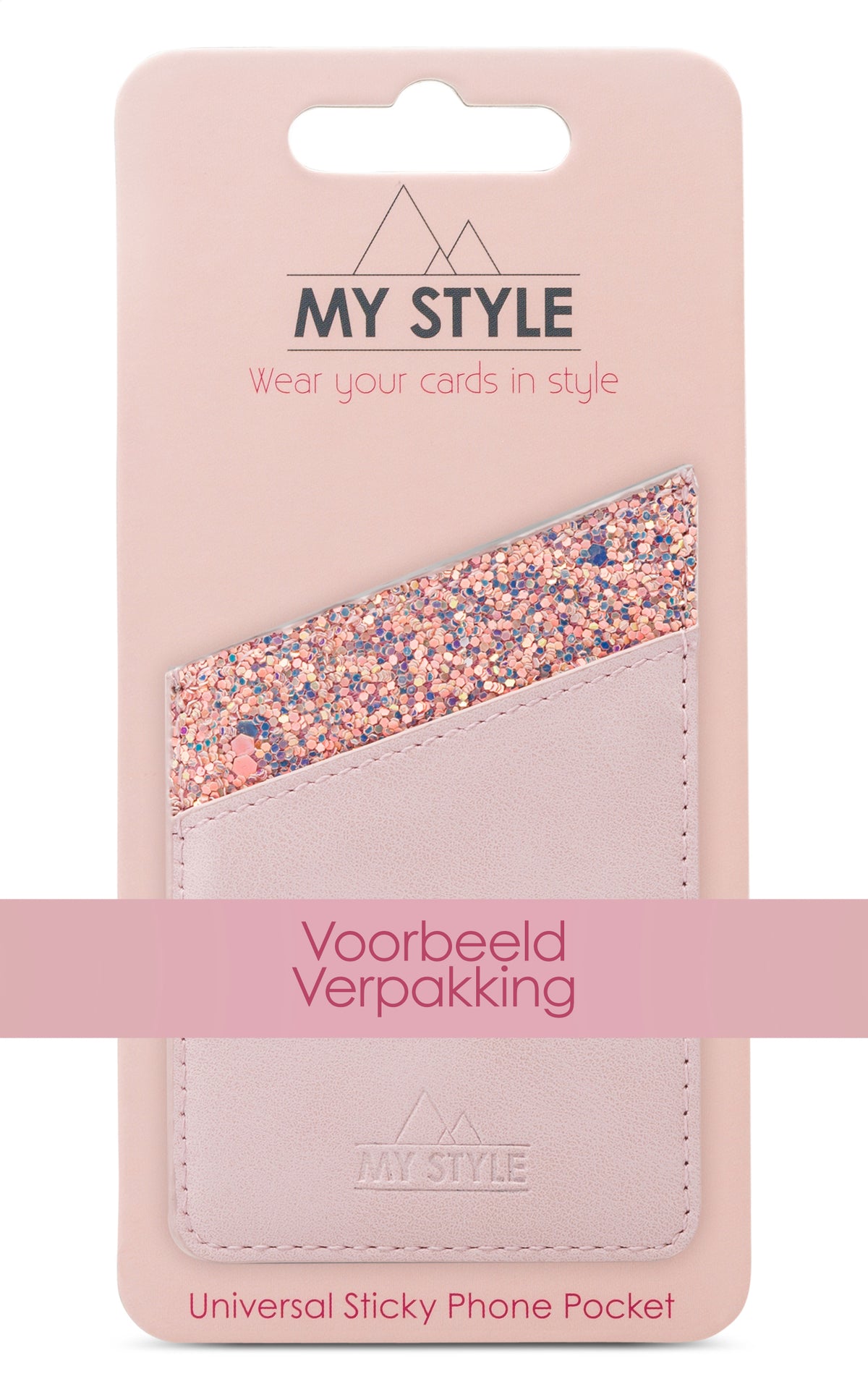 My Style Universal Sticky Card Pocket Pink Glitter