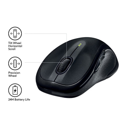 Logitech M510 | Draadloze Muis | Links- en Rechtshandig | RF | 1000 DPI | Zwart | Returned