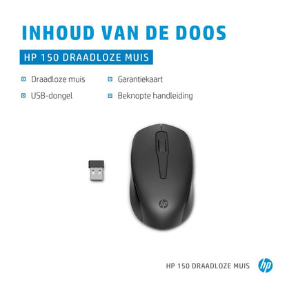 HP 150 | Draadloze Muis | Links- en Rechtshandig | 1600 DPI | Zwart - Essentify