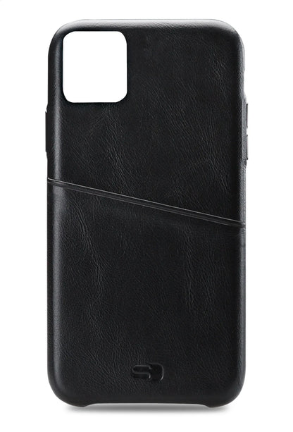 Senza Pure Leather Cover With Card Slot Apple Iphone 11 Deep Black - Essentify