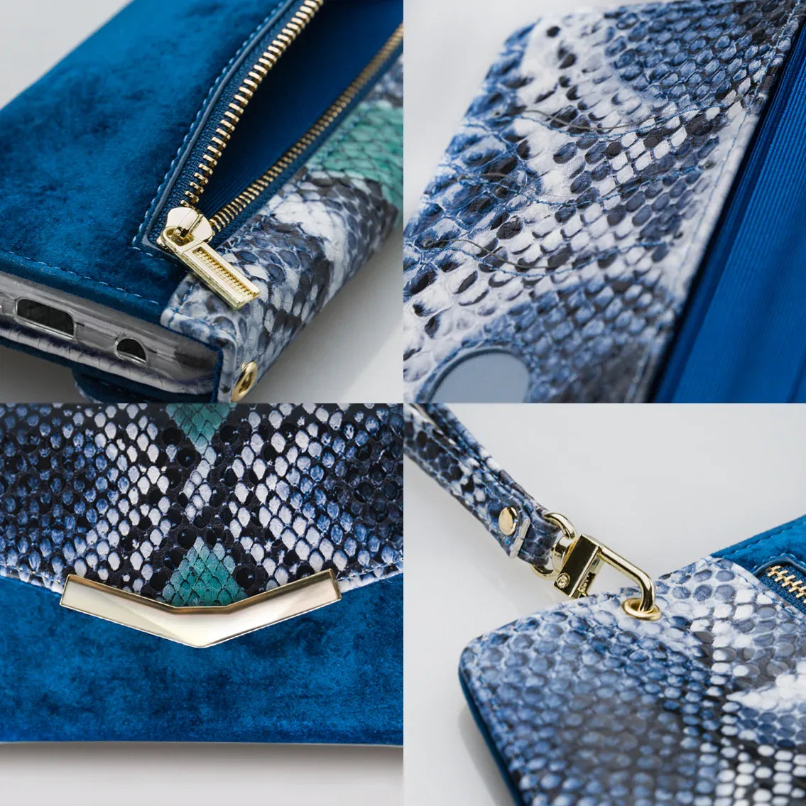 Mobilize 2In1 Gelly Velvet Clutch For Apple Iphone X/Xs Royal Blue Snake - Essentify