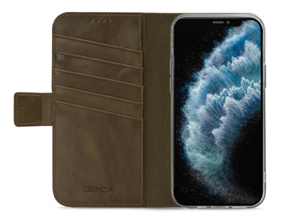 Senza Desire Leather Wallet Apple Iphone 11 Pro Max Burned Olive - Essentify