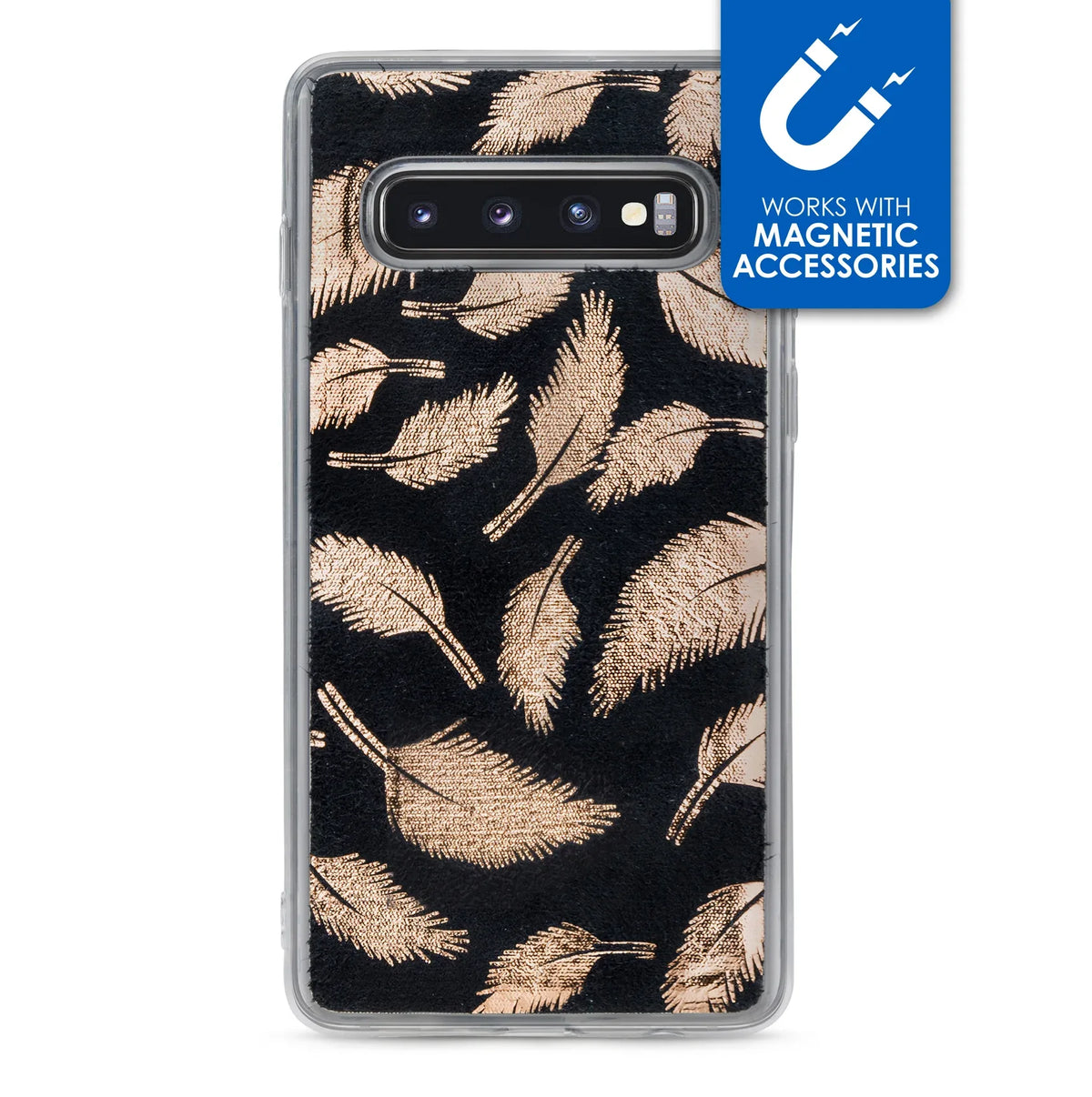 My Style Magneta Case For Samsung Galaxy S10 Golden Feathers - Essentify
