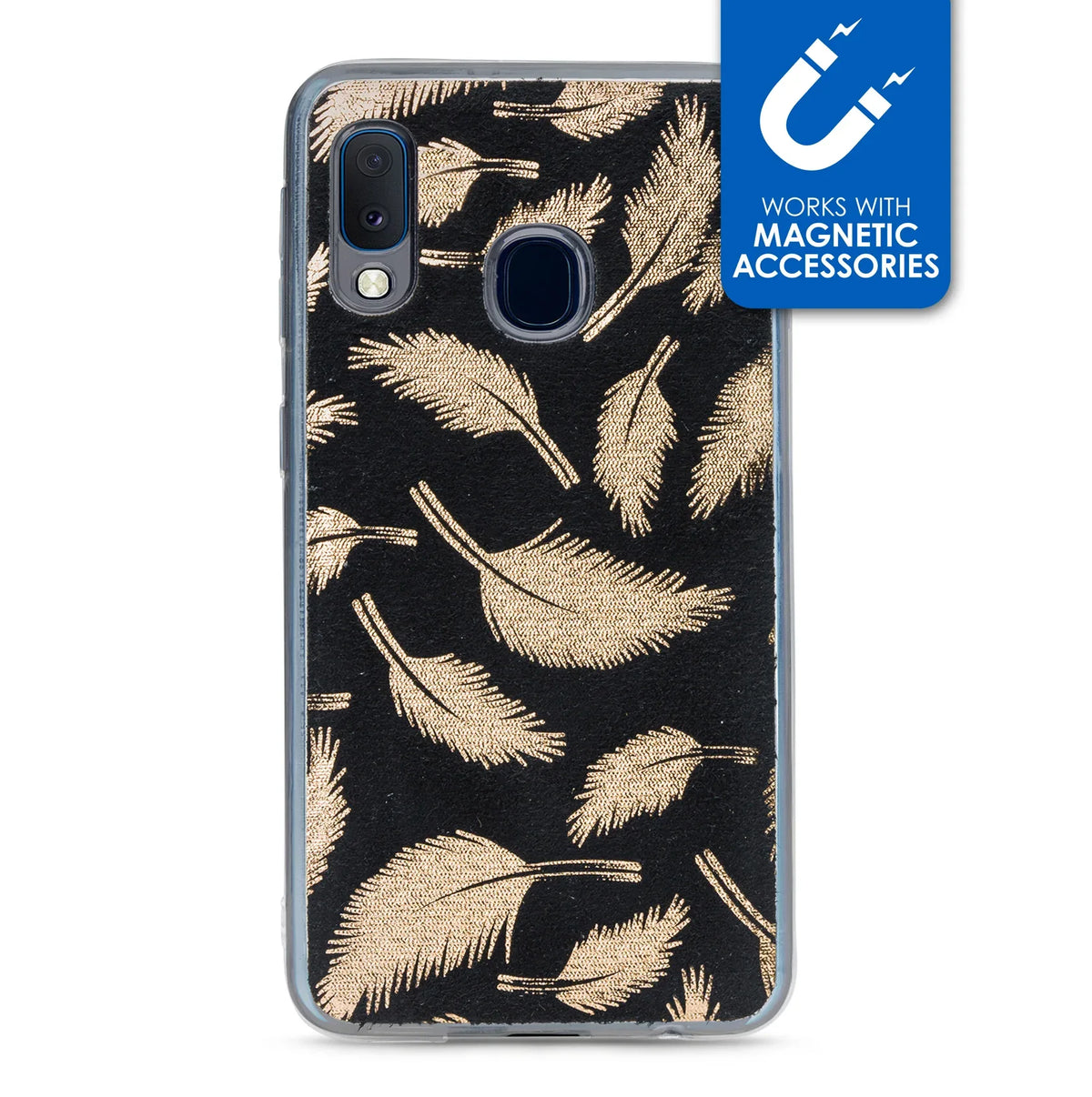My Style Magneta Case For Samsung Galaxy A20E Golden Feathers - Essentify