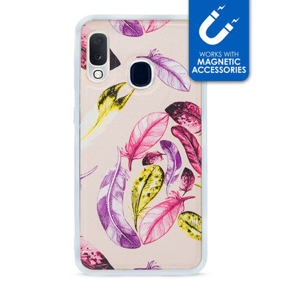 My Style Magneta Case For Samsung Galaxy A20E Beige Feathers - Essentify