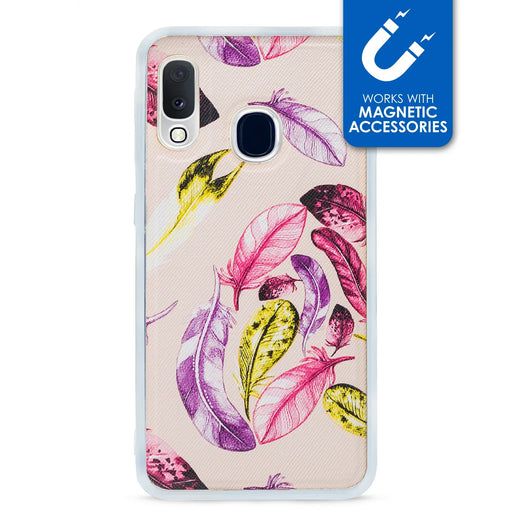 My Style Magneta Case For Samsung Galaxy A20E Beige Feathers - Essentify