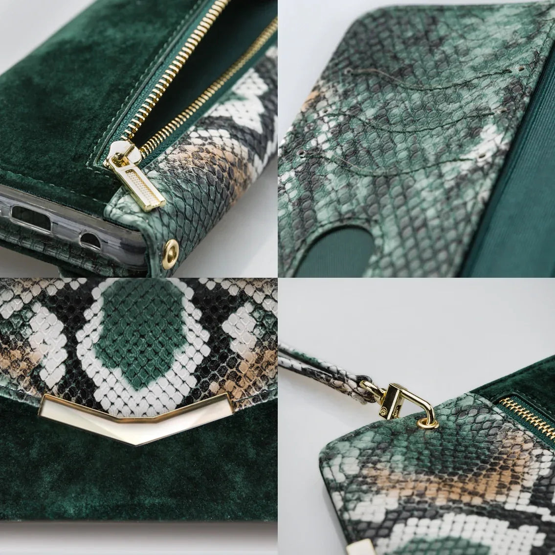 Mobilize 2In1 Gelly Velvet Clutch For Samsung Galaxy S20+/S20+ 5G Green Snake - Essentify