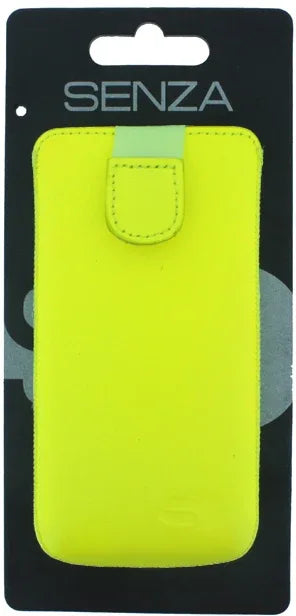 Senza Leather Slide Case Neon Yellow Size M-Large - Essentify