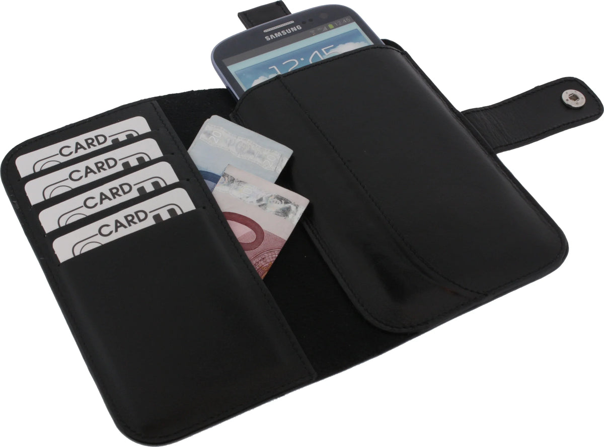 Senza Leather Wallet Slide Case Black Size Xxl - Essentify