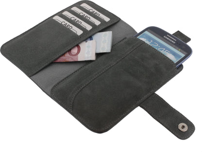 Senza Suede Wallet Slide Case Warm Grey Size Xxl - Essentify