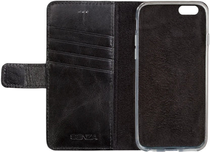 Senza Pure Leather Wallet Apple Iphone 6/6S Deep Black - Essentify