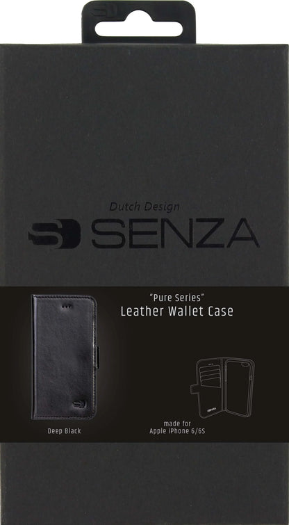 Senza Pure Leather Wallet Apple Iphone 6/6S Deep Black - Essentify