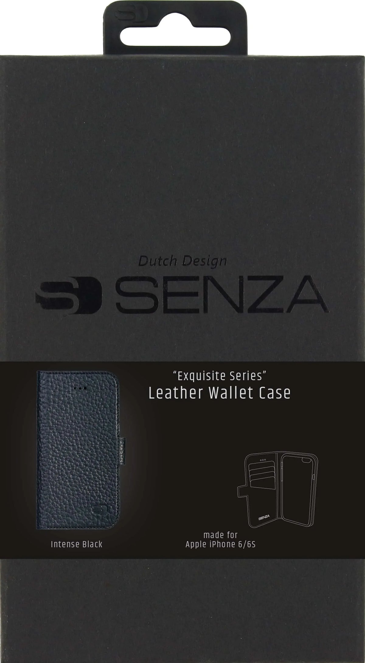 Senza Exquisite Leather Wallet Apple Iphone 6/6S Intense Black - Essentify