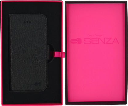 Senza Exquisite Leather Wallet Apple Iphone 5/5S/Se Intense Black - Essentify