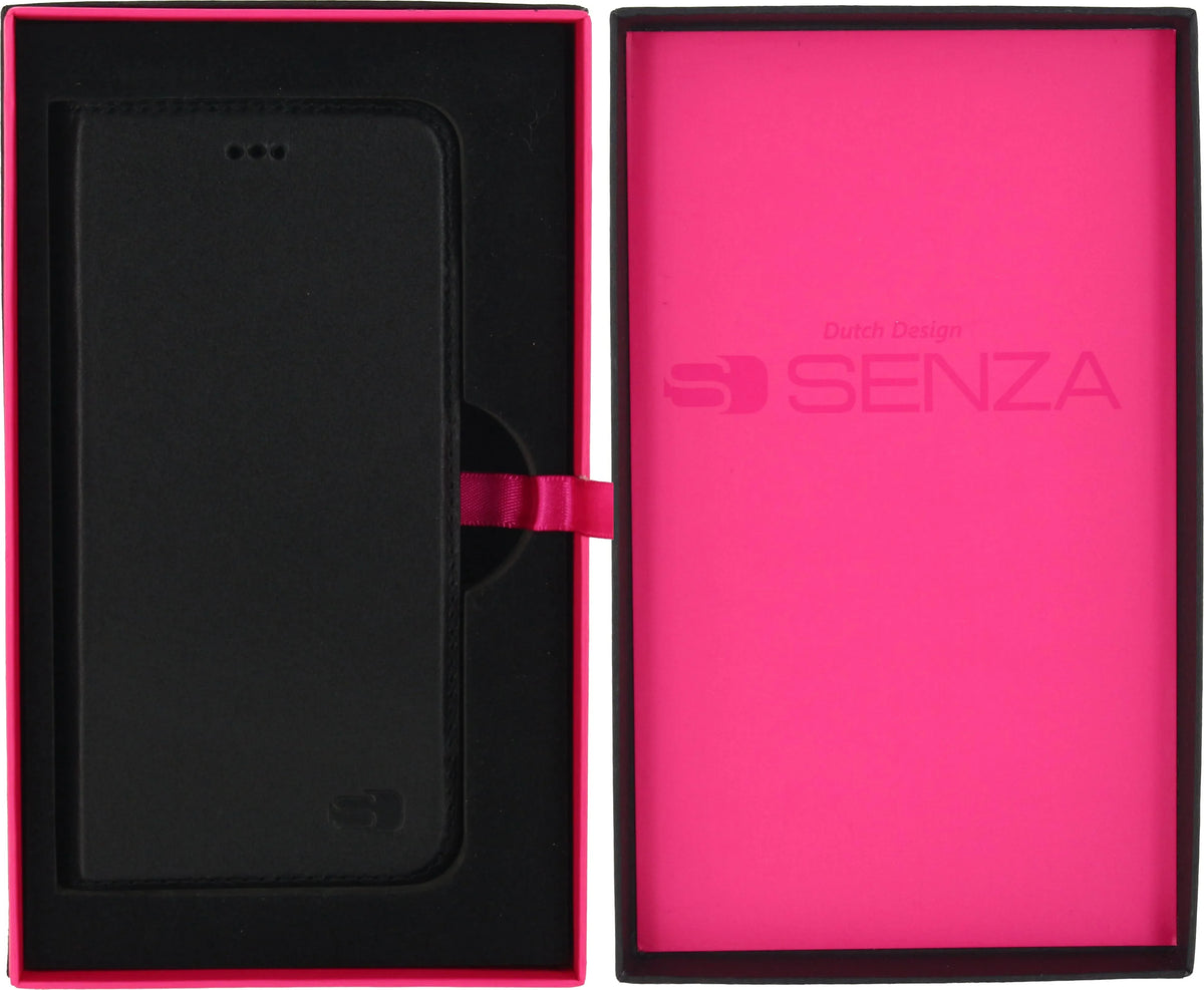 Senza Authentic Leather Booklet Apple Iphone 6/6S Pure Black - Essentify