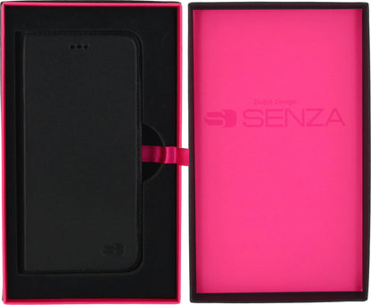 Senza Authentic Leather Booklet Apple Iphone 6/6S Pure Black - Essentify