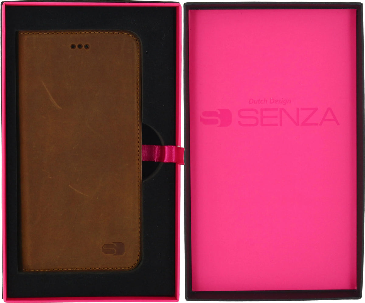 Senza Raw Leather Booklet Apple Iphone 6/6S Chestnut Brown - Essentify