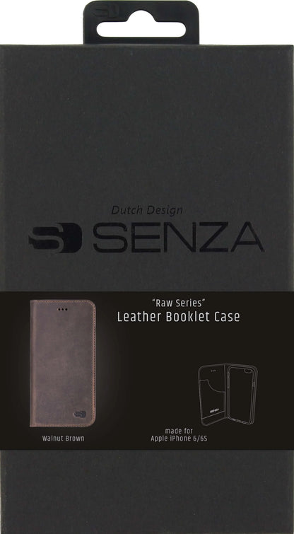 Senza Raw Leather Booklet Apple Iphone 6/6S Walnut Brown - Essentify