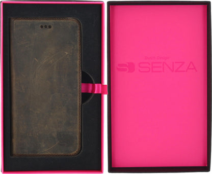 Senza Raw Leather Booklet Apple Iphone 6/6S Walnut Brown - Essentify