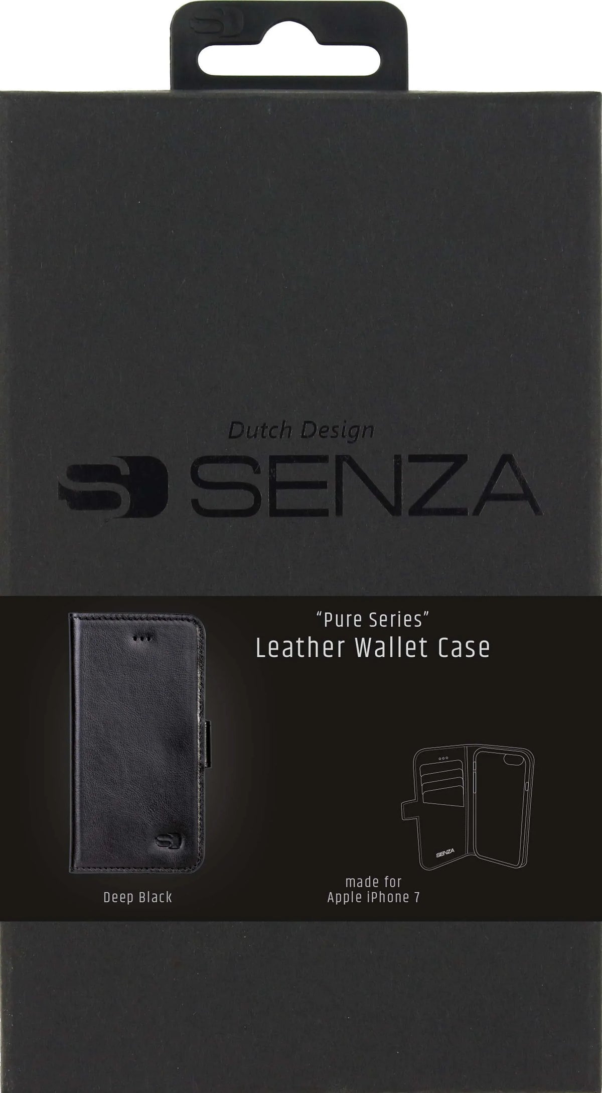 Senza Pure Leather Wallet Apple Iphone 7/8/Se (2020/2022) Deep Black - Essentify