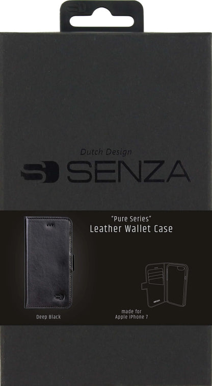 Senza Pure Leather Wallet Apple Iphone 7/8/Se (2020/2022) Deep Black - Essentify