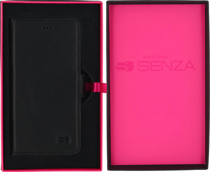 Senza Pure Leather Wallet Apple Iphone 7/8/Se (2020/2022) Deep Black - Essentify