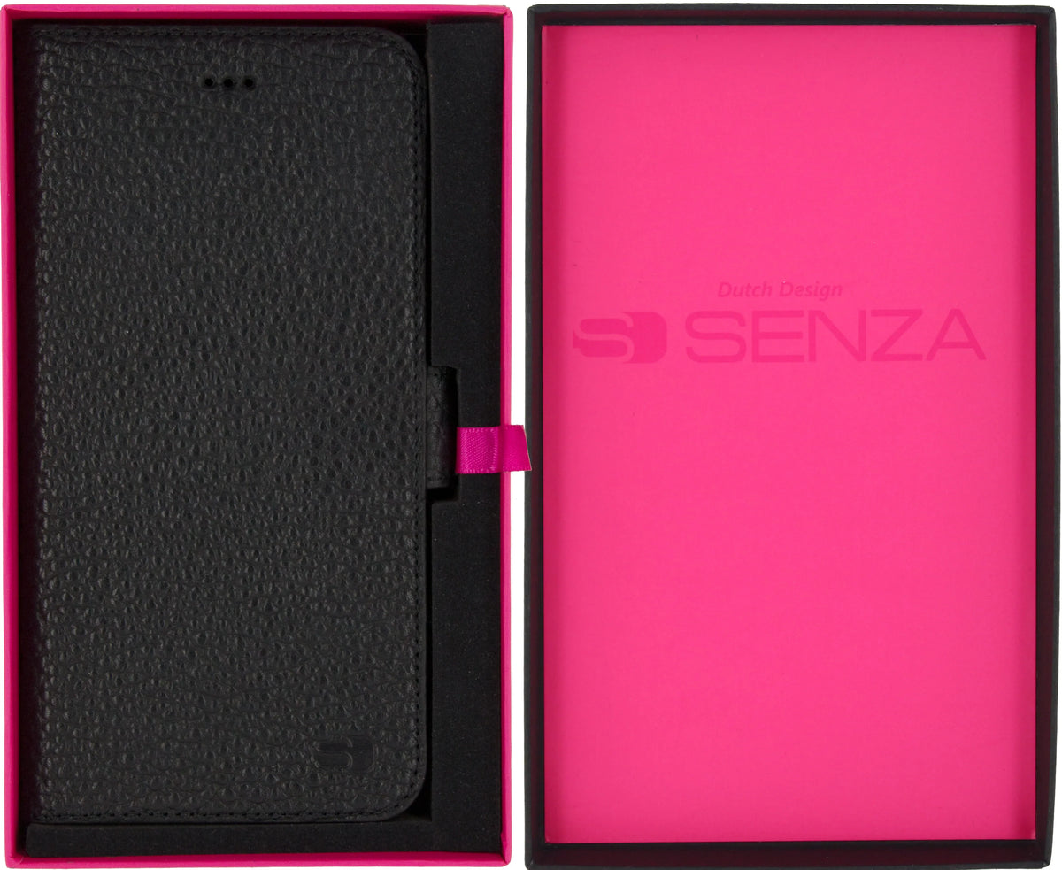 Senza Exquisite Leather Wallet Apple Iphone 7 Plus/8 Plus Intense Black - Essentify