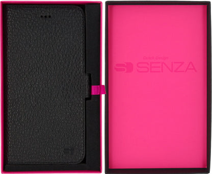 Senza Exquisite Leather Wallet Apple Iphone 7 Plus/8 Plus Intense Black - Essentify
