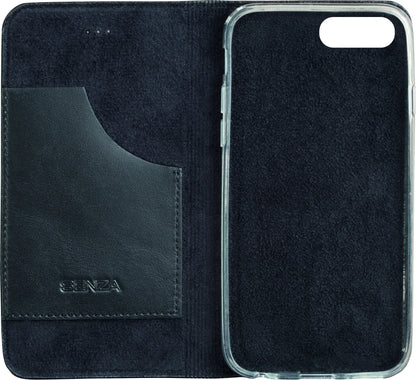 Senza Authentic Leather Booklet Apple Iphone 7 Plus/8 Plus Pure Black - Essentify