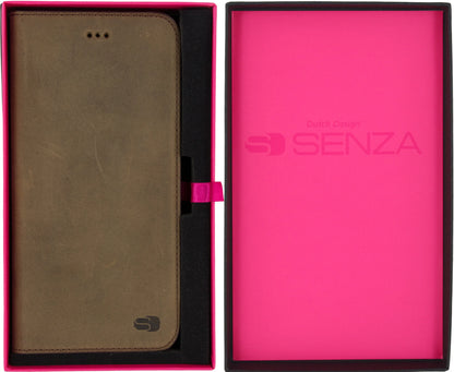 Senza Raw Leather Booklet Apple Iphone 7 Plus/8 Plus Walnut Brown - Essentify