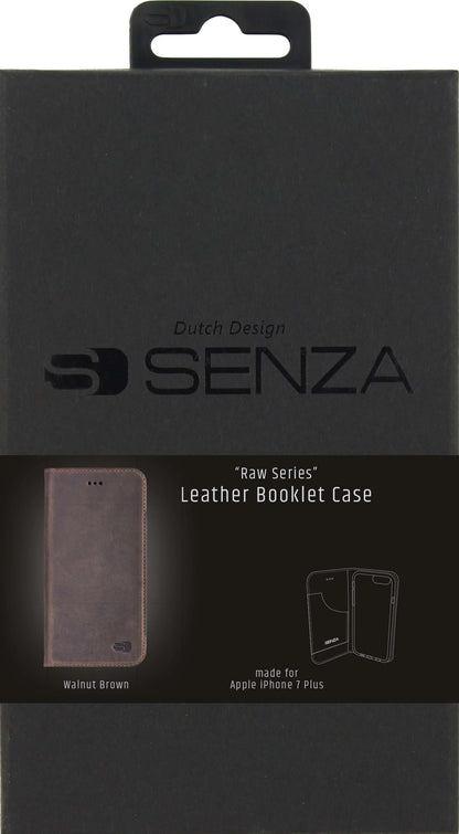 Senza Raw Leather Booklet Apple Iphone 7 Plus/8 Plus Walnut Brown - Essentify